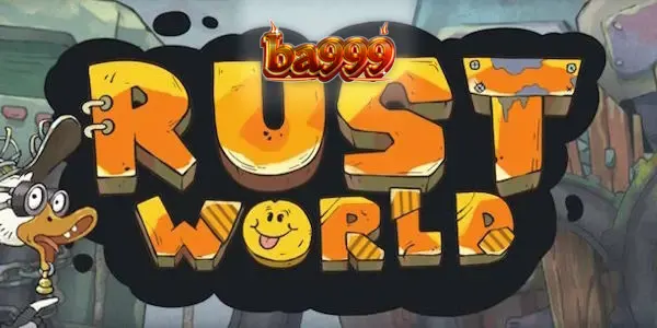 Rust World স্লট গেমের ৭x৭ গ্রিড এবং শিল্পকারখানার থিমযুক্ত ইন্টারফেস